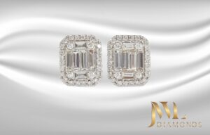 Emerald shaped Stud Earrings
