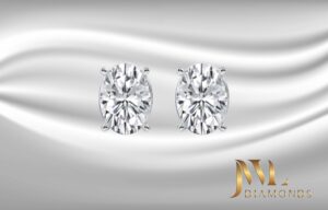 Oval shaped Diamond Stud Earrings