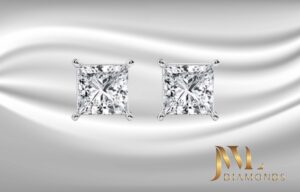 Square shaped Diamond Stud Earrings