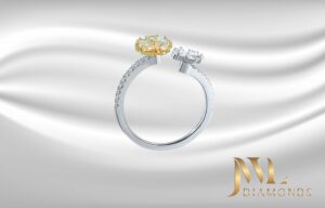 Double flower Diamonds and Yellow Diamond ring