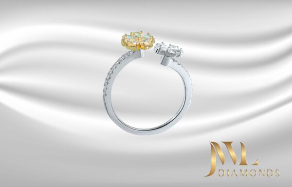 Double flower Diamonds and Yellow Diamond ring