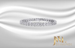 Emerald Shaped Diamond Tennis Bracelet