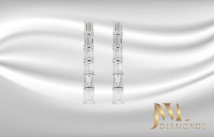 Emerald shaped Graduated Tennis Earrings